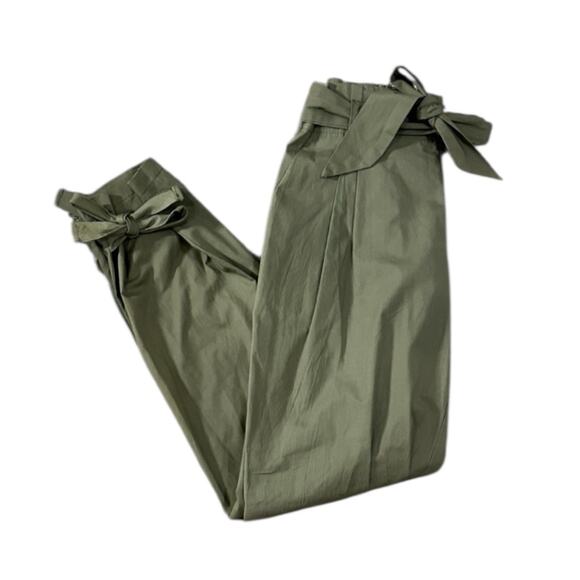 Olive Green Paperbag Waist Pants - Size S - Picture 2 of 8